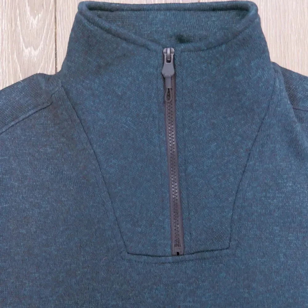 Banana Republic Quarter Zip Shirt Mock Neck Size M Men Long Sleeve Black Green